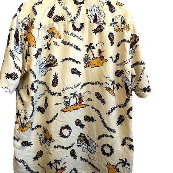 Quiksilver Christmas Santa Hawaiian Shirt Tropical "Waterman" retro funny men M - Picture 1 of 10